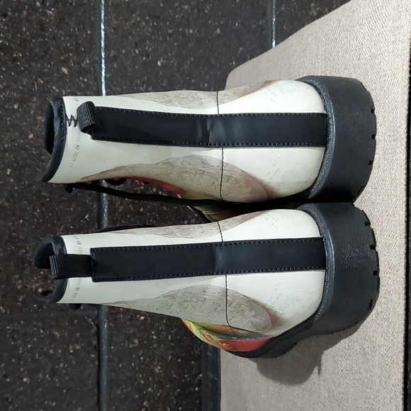 WOMENS WATERCOLOR COMBAT BOOTS ART COLORFUL PRINT SIZE 9 Eclectic Art Deco Maxim - Picture 5 of 10